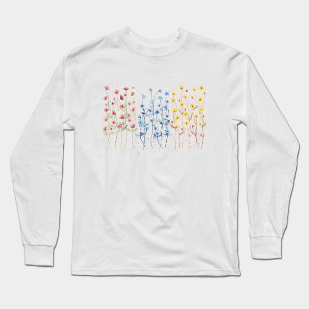 Cosmos flower garden Long Sleeve T-Shirt by cesartorresart